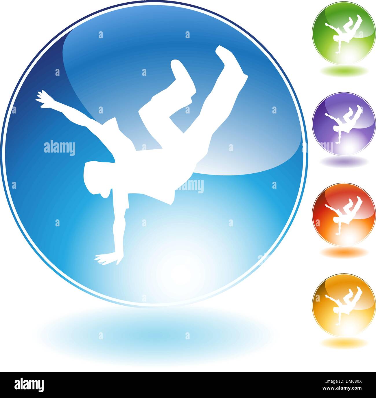Breakdancer Kick Icona di cristallo Illustrazione Vettoriale