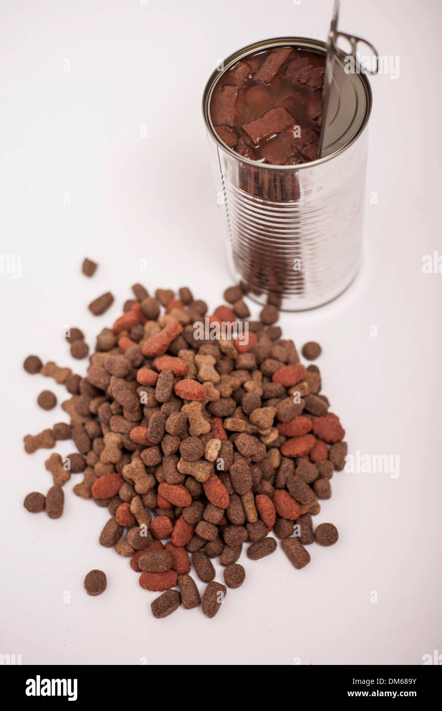 Cibo per cani alimento umido e cibo secco Foto Stock