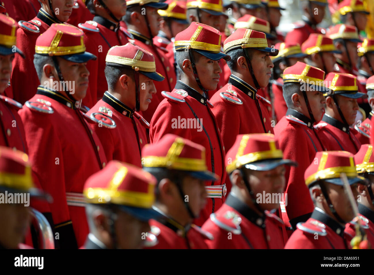 Guardia Presidenziale in divisa storica su Plaza Murillo square, La Paz, Bolivia Foto Stock