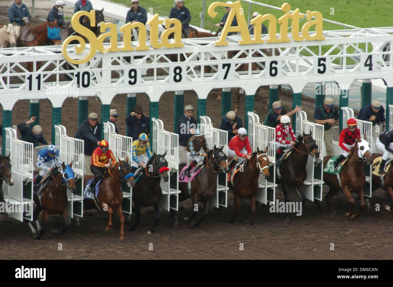 Mar 05, 2005; Arcadia, CA, Stati Uniti d'America; corse di purosangue a Santa Anita Park, come si vede dal tetto del clubhouse, che non è accessibile al pubblico o della stampa. Foto Stock