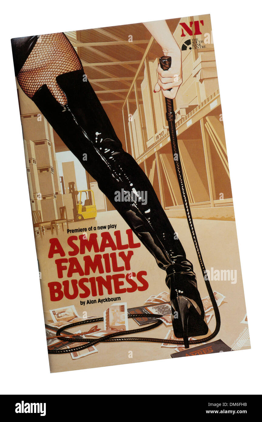 Programma per il 1987 premiere di una piccola azienda di famiglia da Alan Ayckbourn a Olivier Theatre. Foto Stock