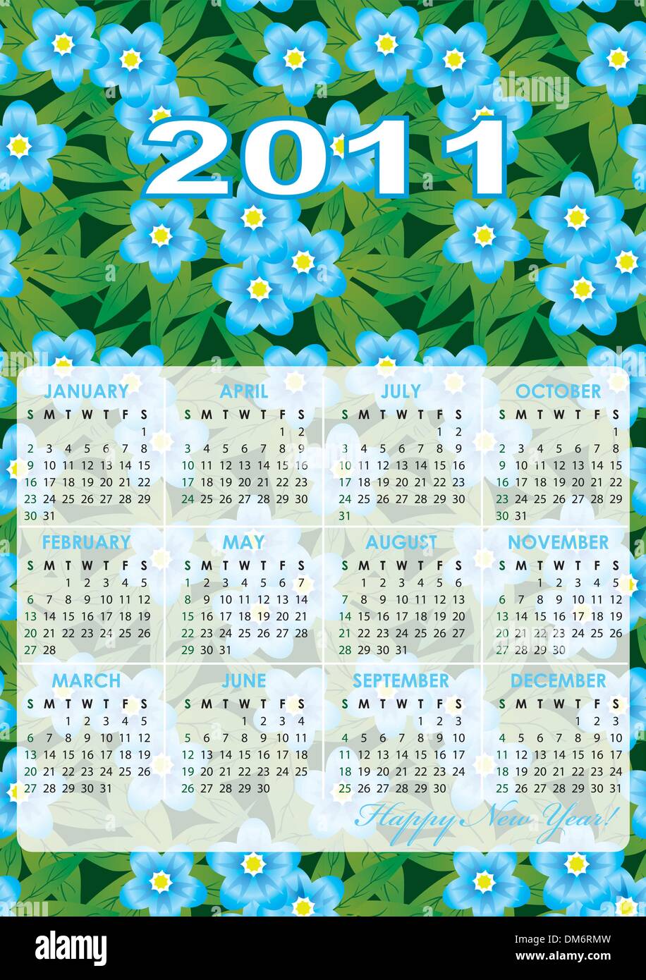 Griglia del calendario del 2011 anno Illustrazione Vettoriale
