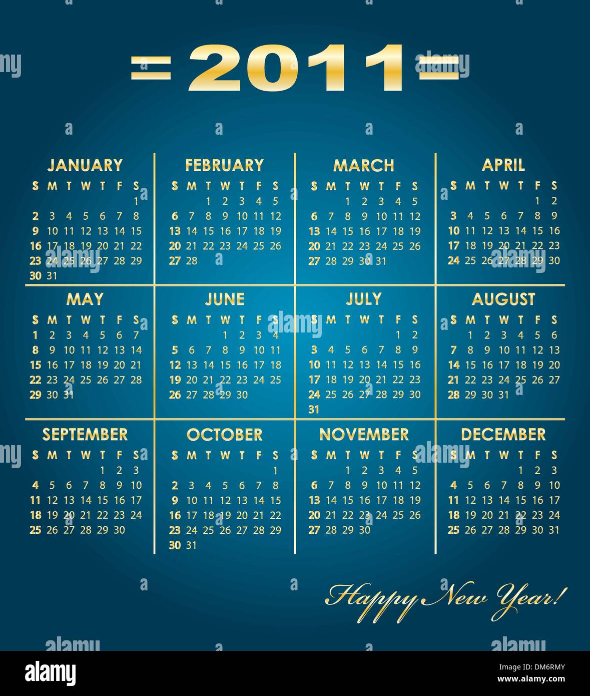 Griglia del calendario del 2011 anno Illustrazione Vettoriale