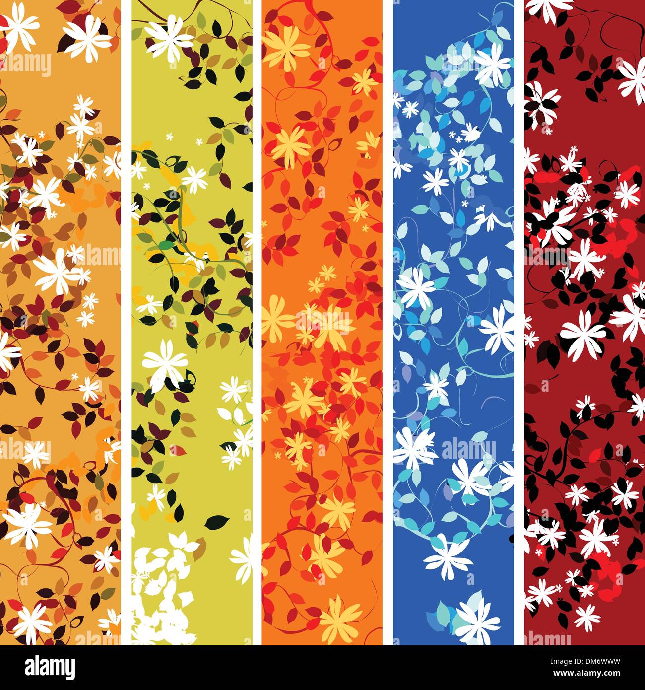 Cinque banner floreali Illustrazione Vettoriale