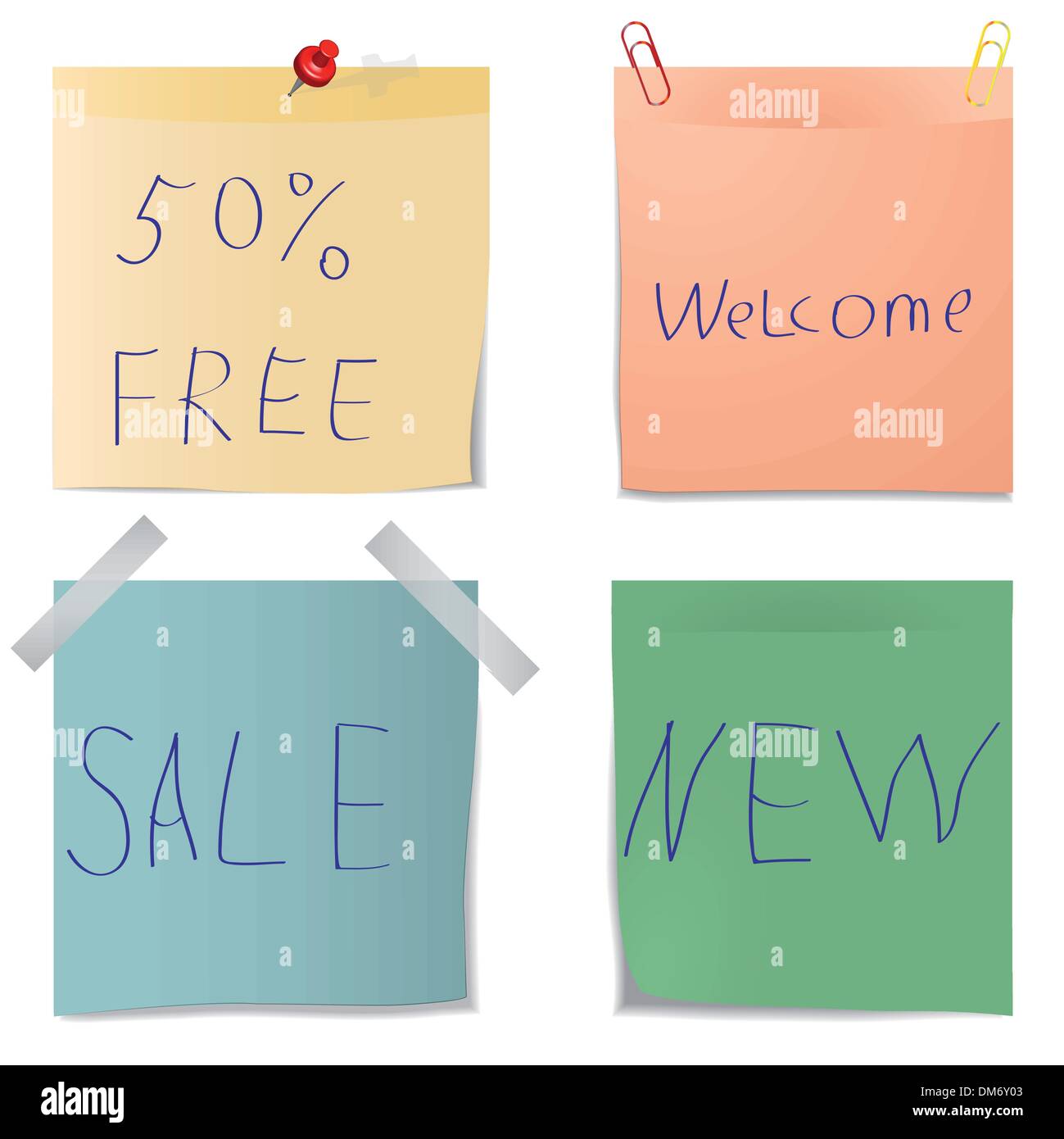 Colorate note adesive Illustrazione Vettoriale