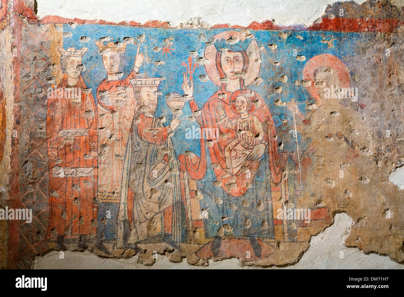 L'italia, valle d'Aosta, Saint-Pierre, castello di Sarriod, affresco nella cappella Foto Stock