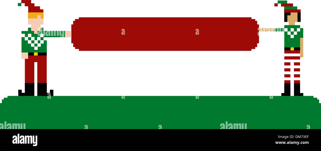 Merry Christmas banner e caratteri di pixel Illustrazione Vettoriale