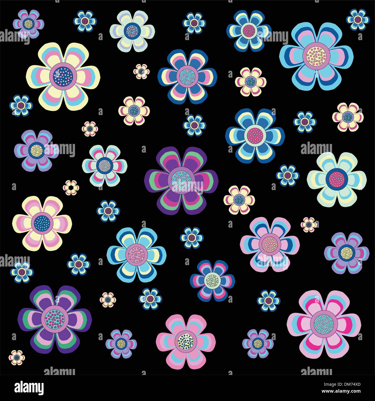 Set di fiori in diverse forme e colori. Illustrazione Vettoriale