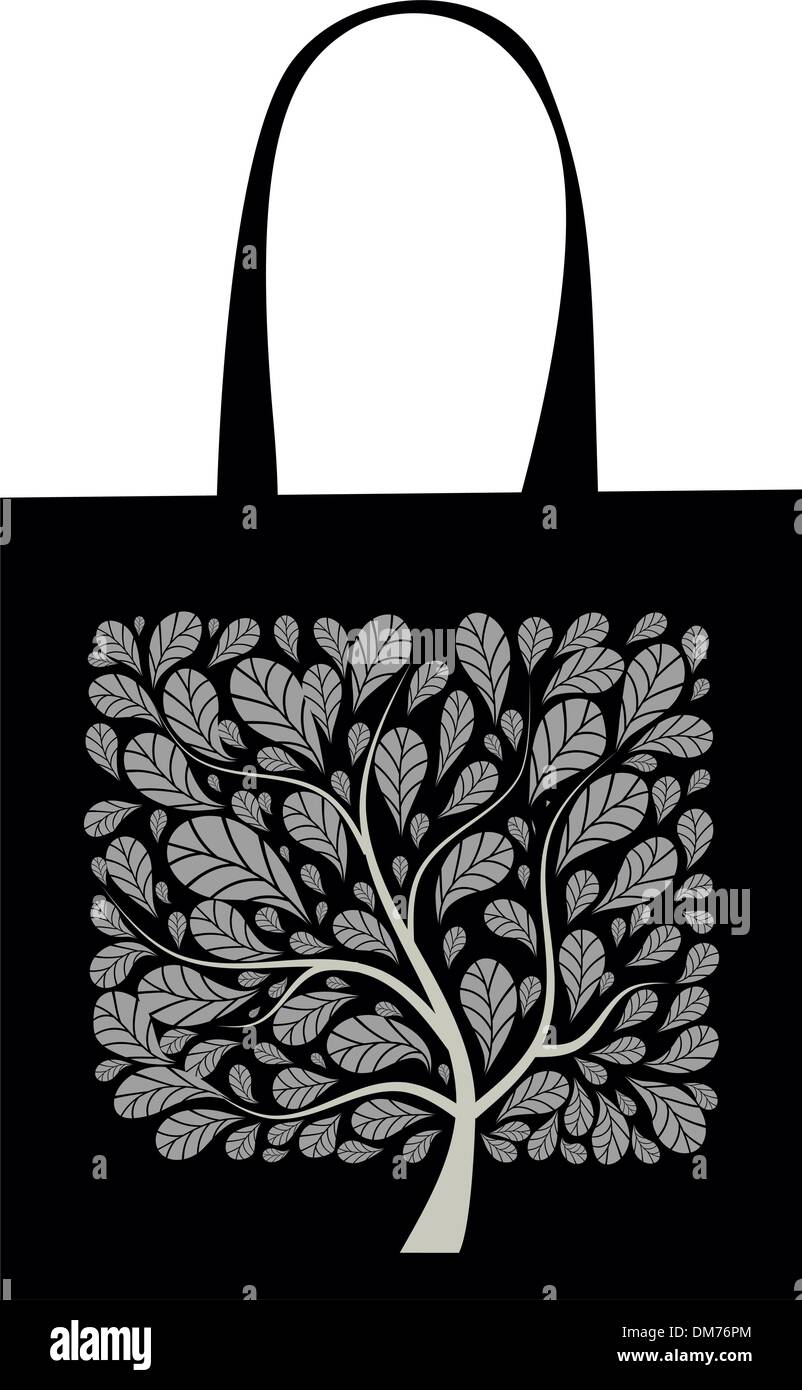 Shopping bag design, arte tree Illustrazione Vettoriale