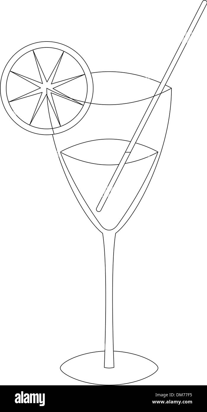 Vetro con un drink, contorni Illustrazione Vettoriale