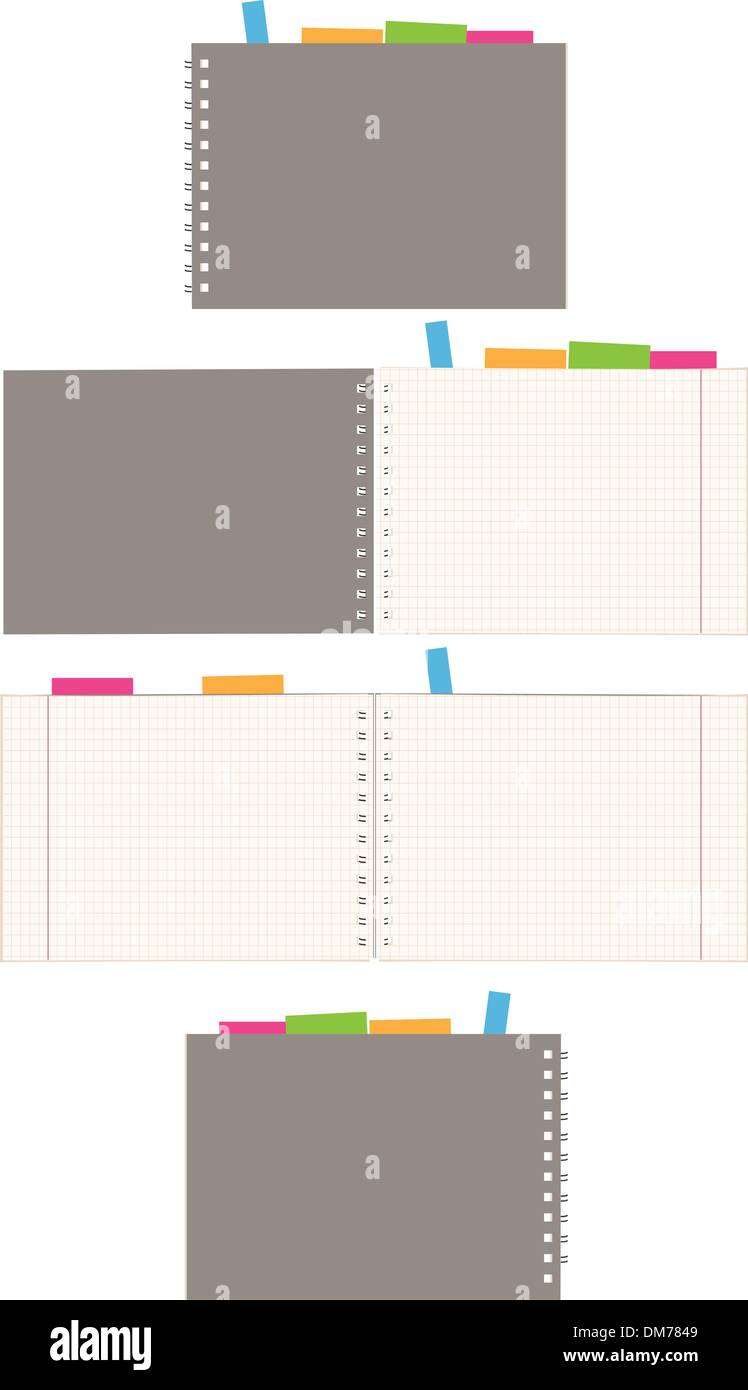 Il design del notebook, coperchio e aprire le pagine Illustrazione Vettoriale