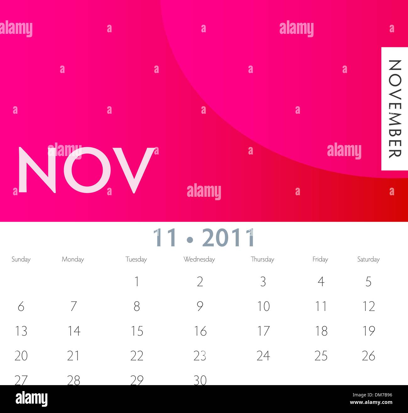 Calendario di novembre Illustrazione Vettoriale