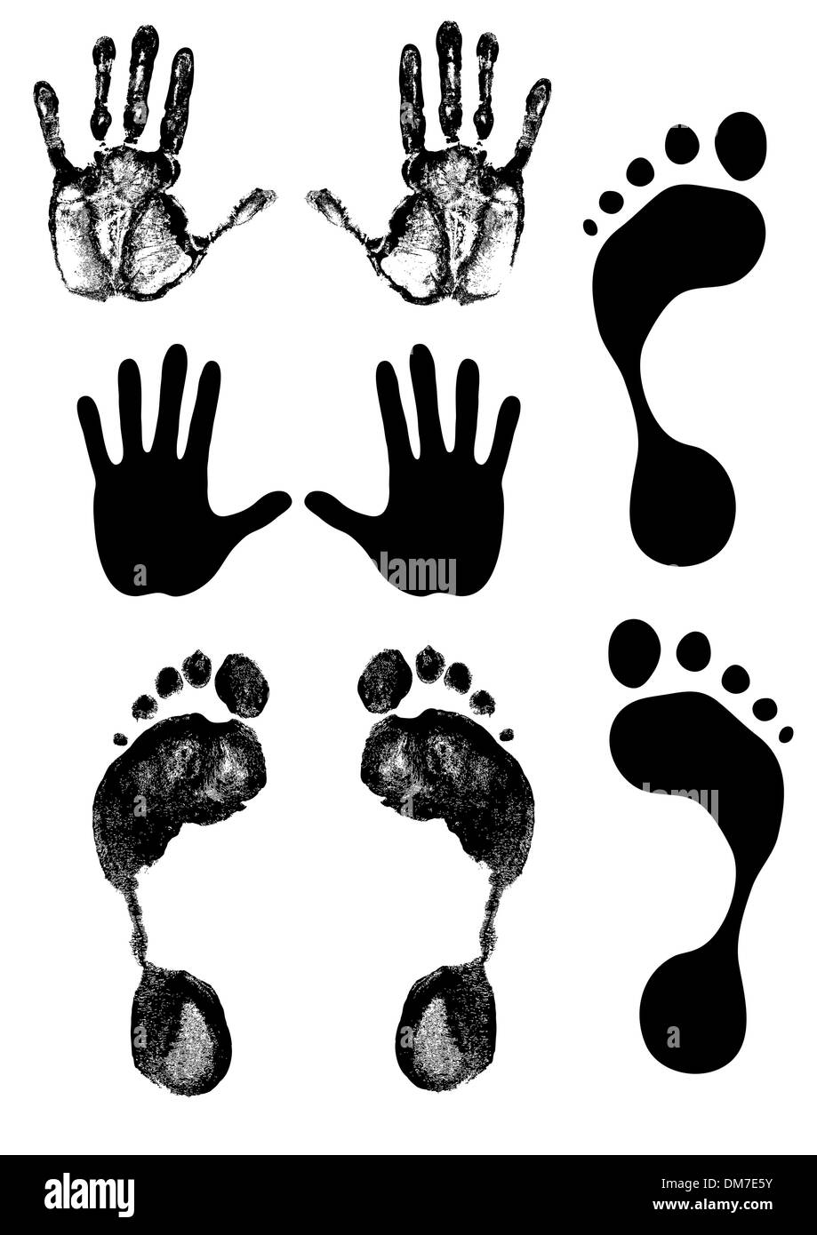 Set di tracce umane e palme - vettore Illustrazione Vettoriale