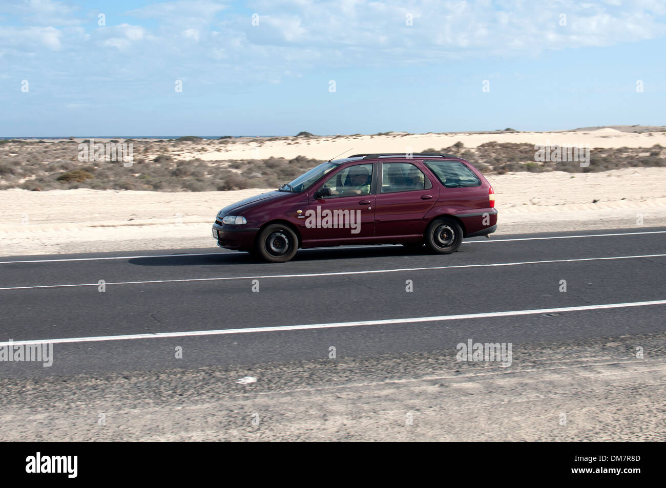 Auto a Oliva Beach, Corralejo, Fuerteventura, Isole Canarie, Soain. Foto Stock