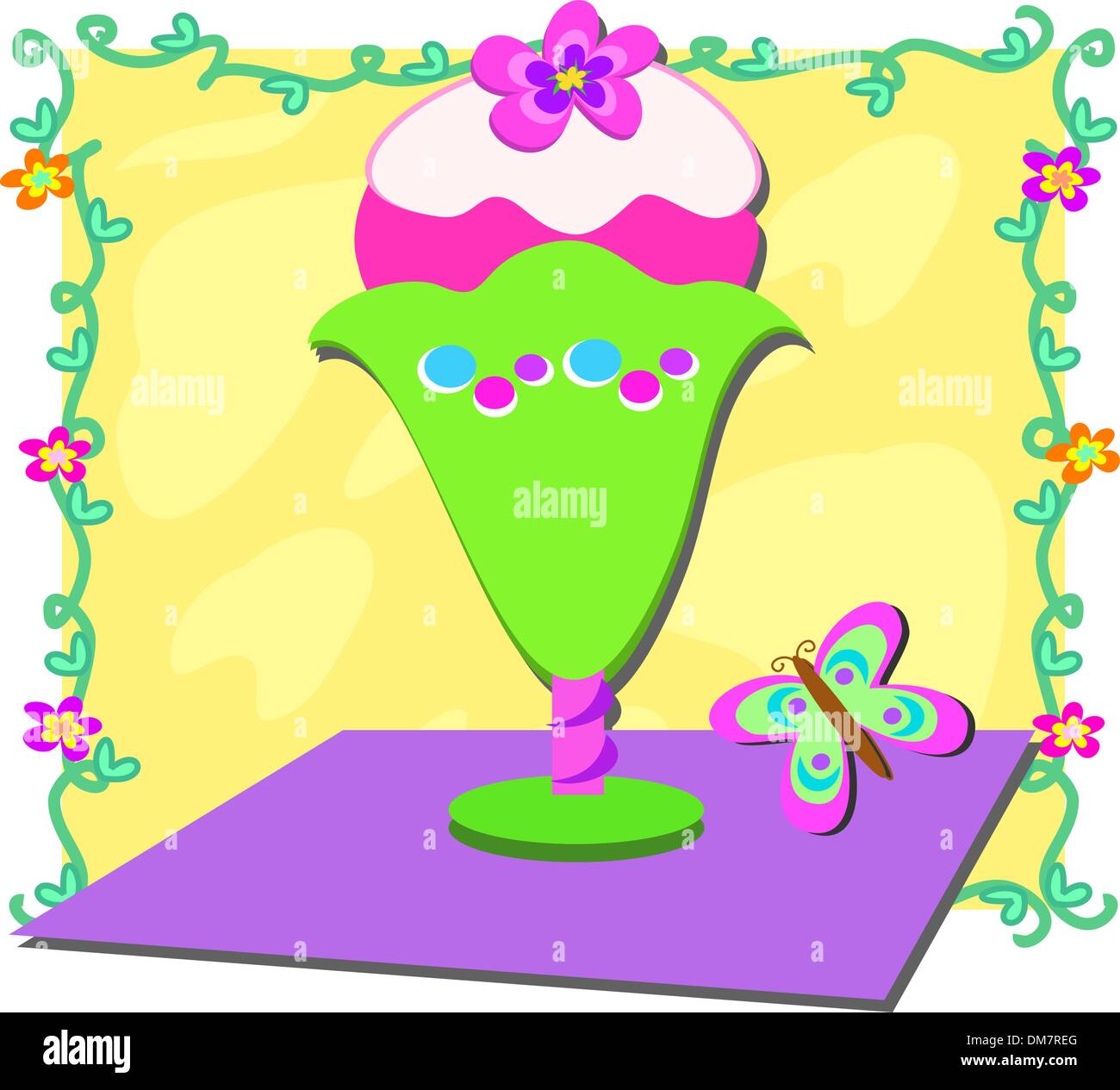 Vite telaio con gelato dolce Illustrazione Vettoriale