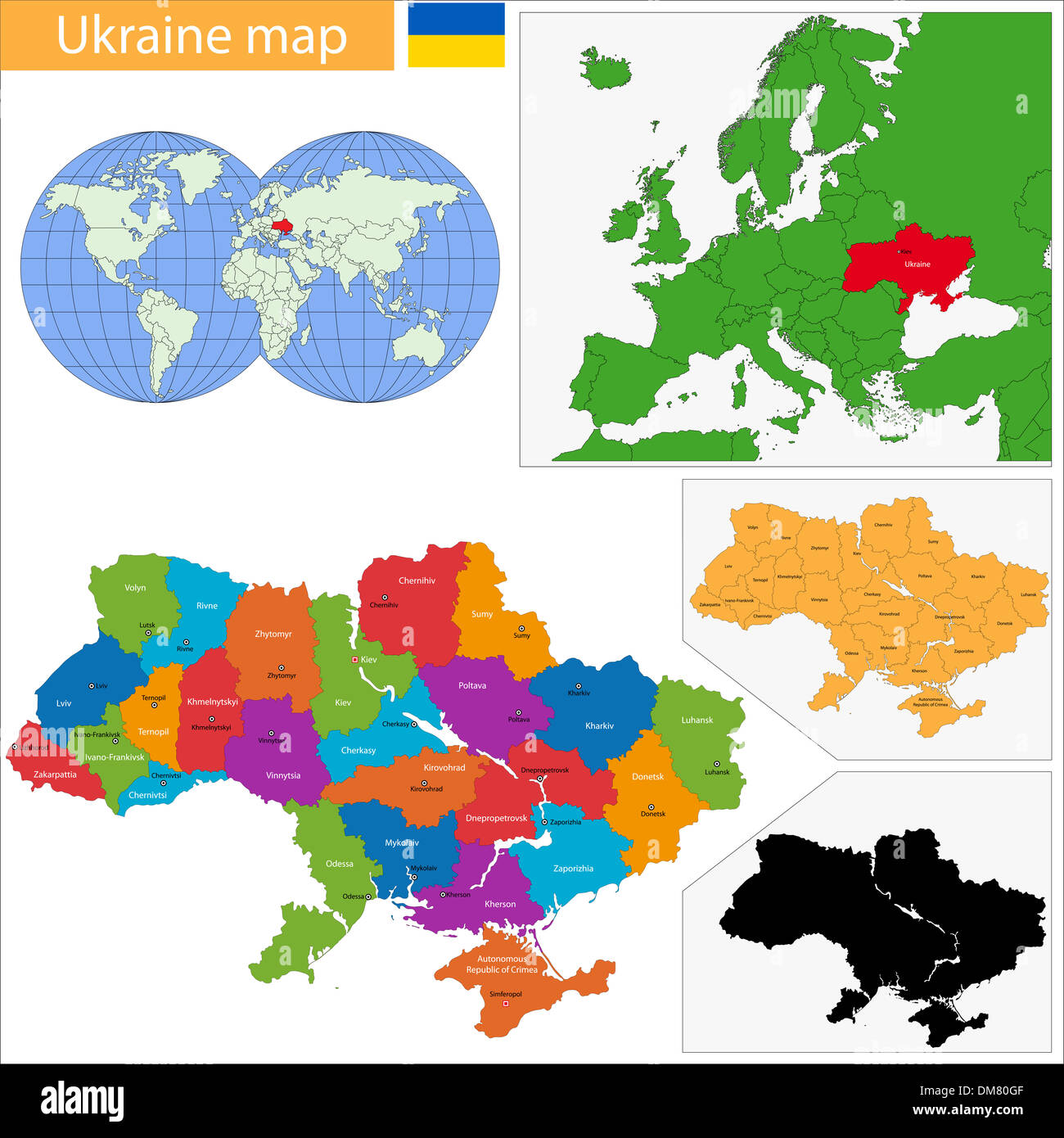 Mappa di Ucraina Foto Stock