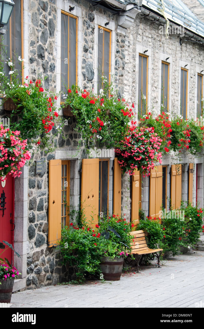 Pittoresca strada pedonale di Petit Champlain nella vecchia città di Québec in Canada Foto Stock