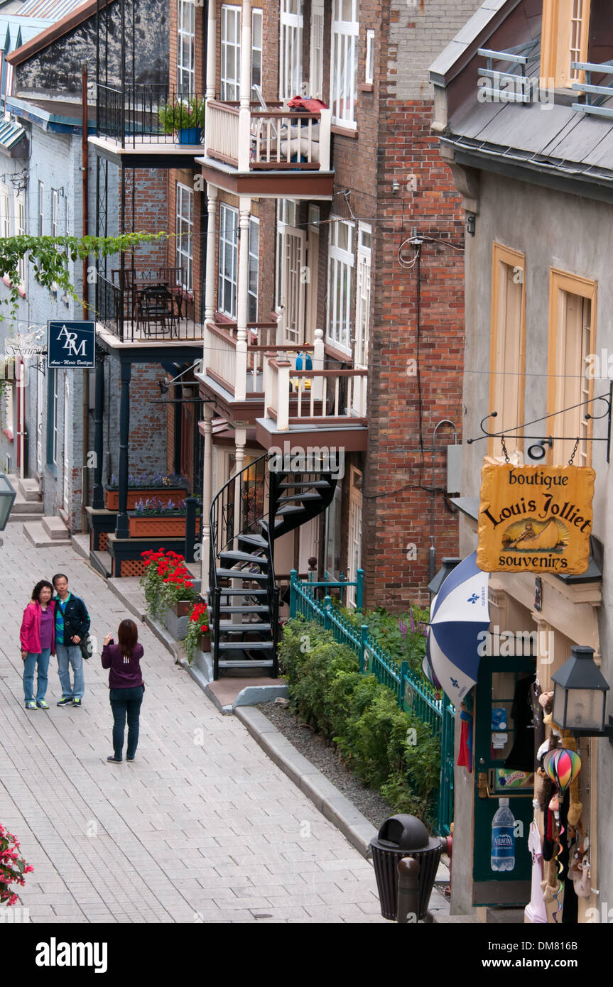 Petit Champlain strada pedonale Vecchia Quebec city Foto Stock