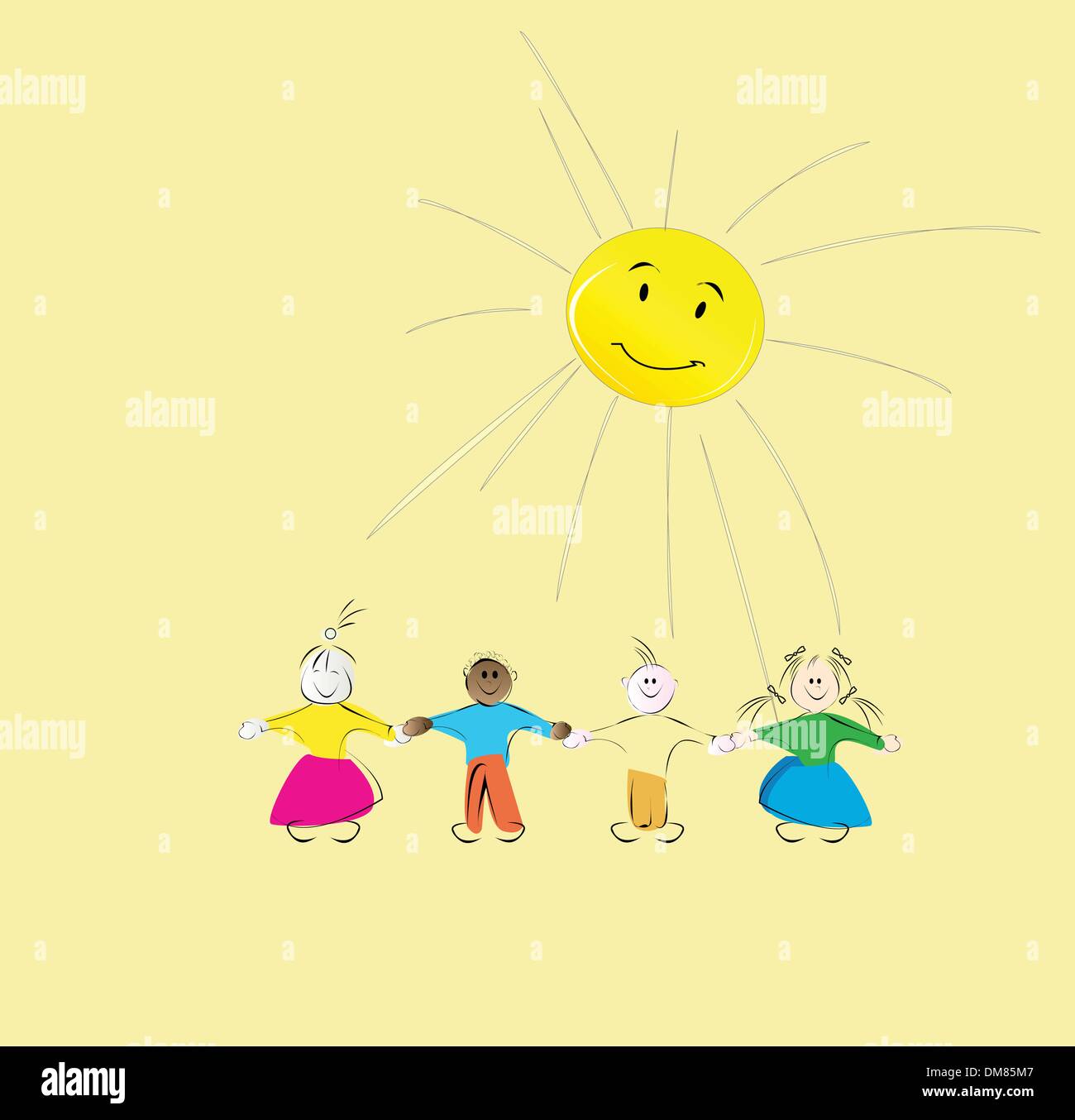 Bambini che giocano al sole Illustrazione Vettoriale