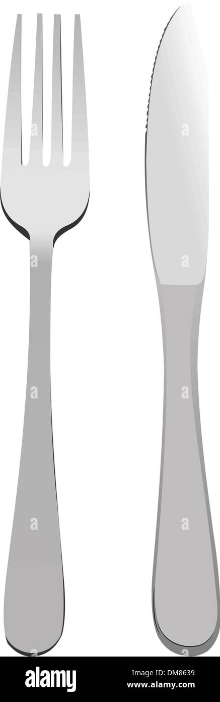Argento coltello e forchetta. Illustrazione Vettoriale Illustrazione Vettoriale