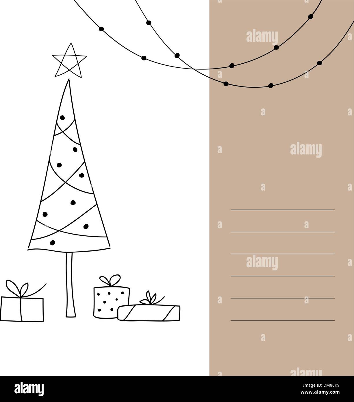 Scheda con albero di Natale e regali Illustrazione Vettoriale