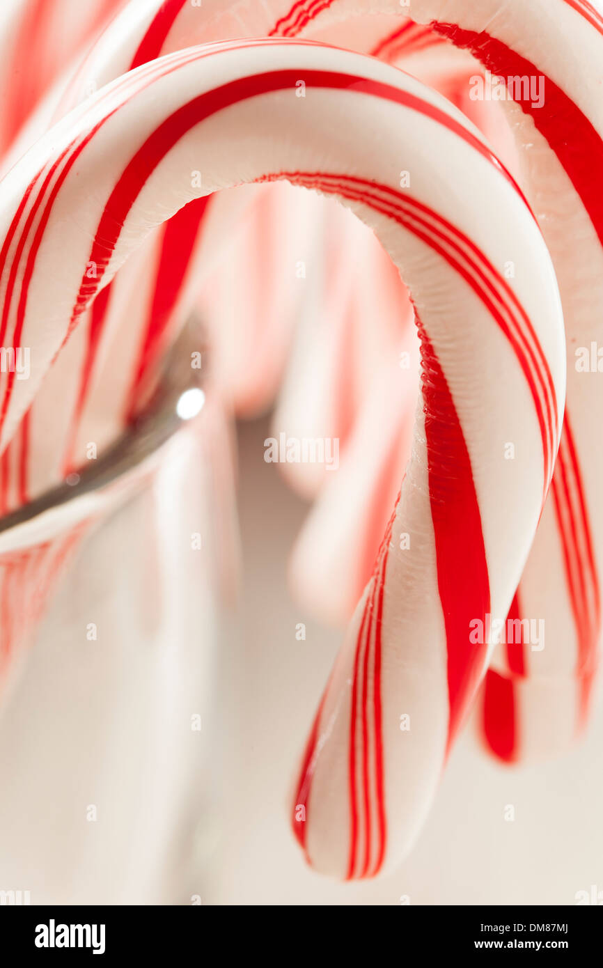 Festa di Natale la menta piperita Candy Cane con strisce rosse Foto Stock