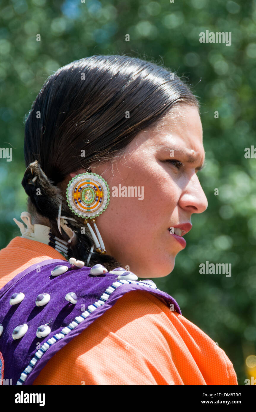 Nativo di donna Mohawk Kahnawake Québec Canada Foto Stock
