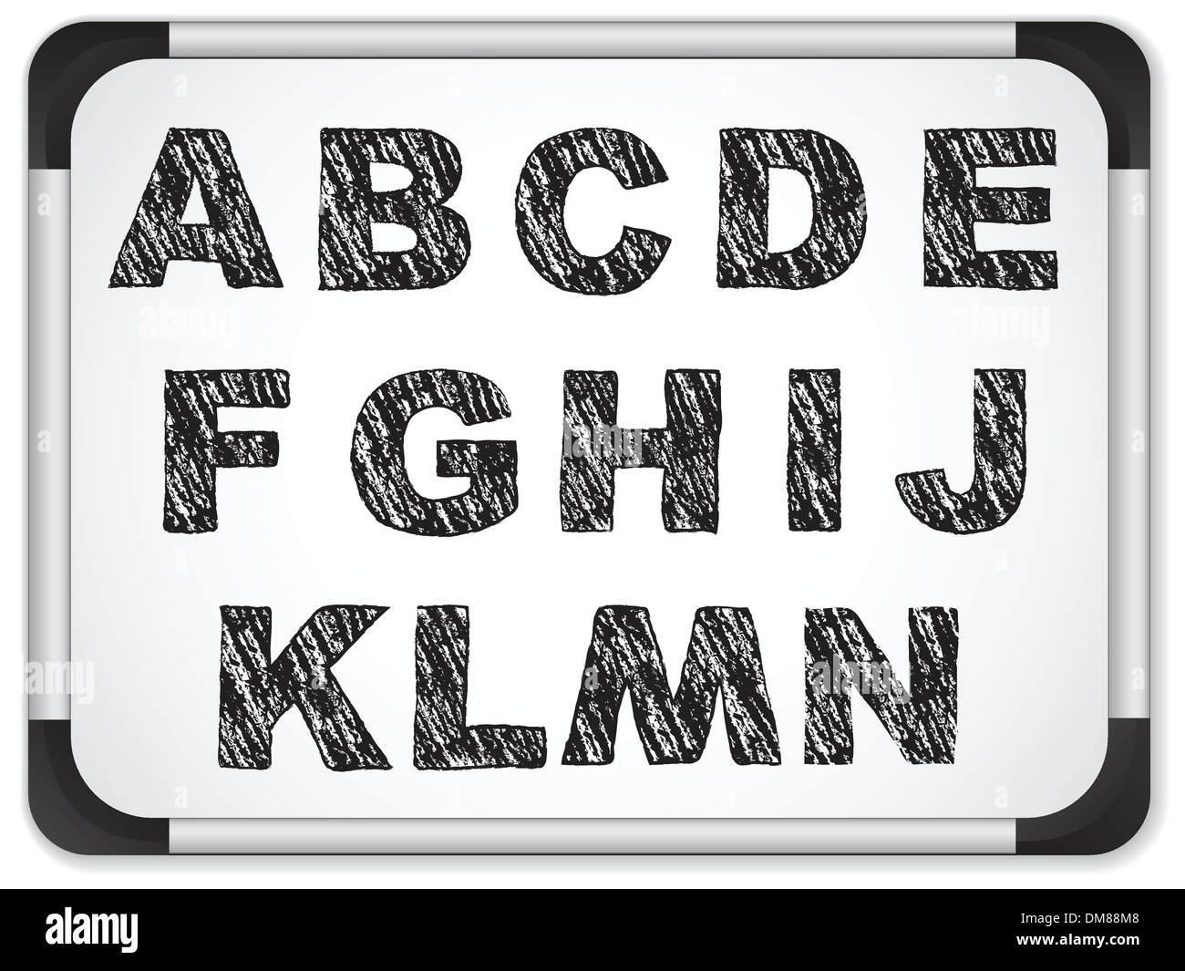 Alfabeto nero su Whiteboard Illustrazione Vettoriale