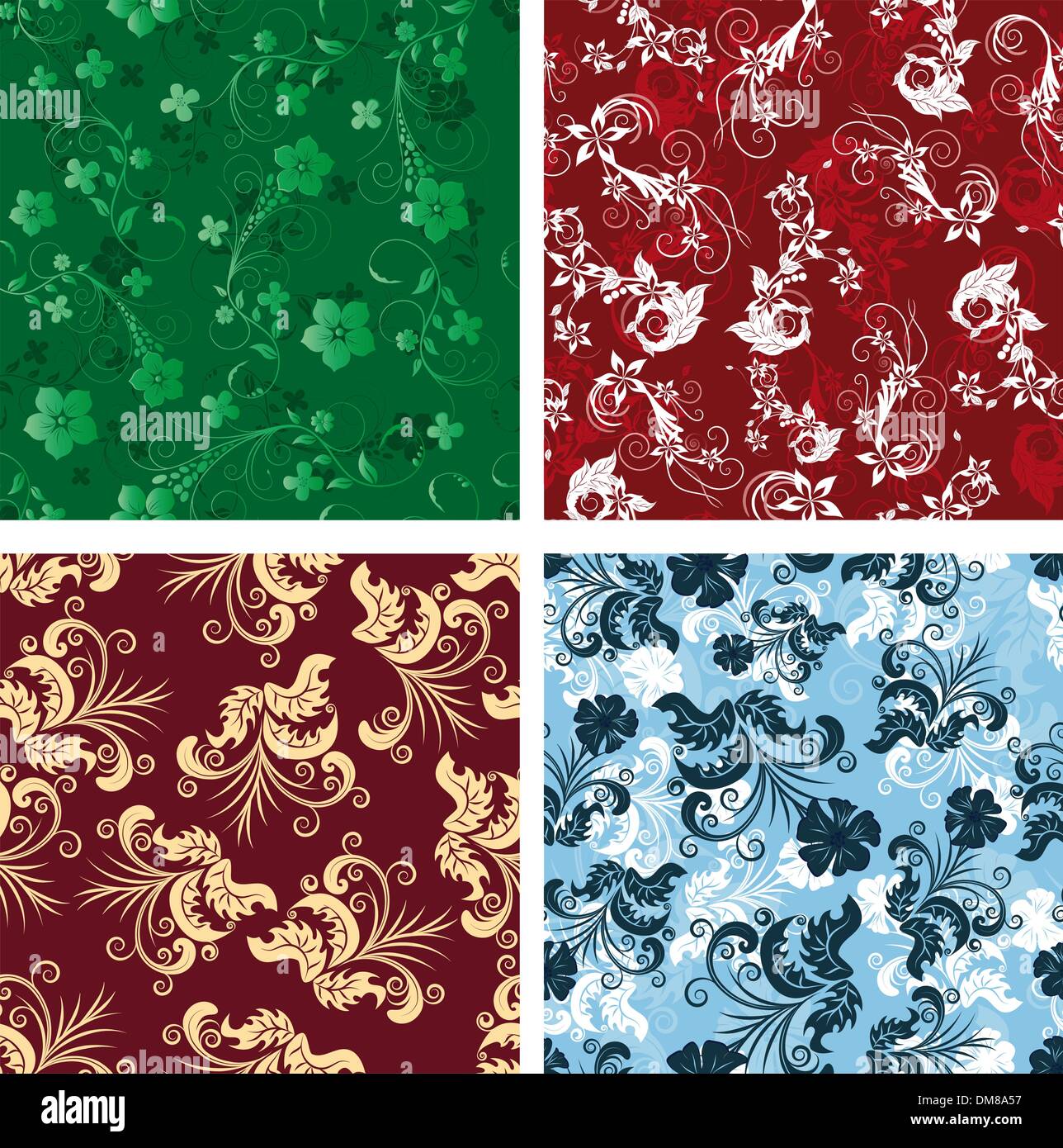 Seamless sfondi floreali impostato Illustrazione Vettoriale