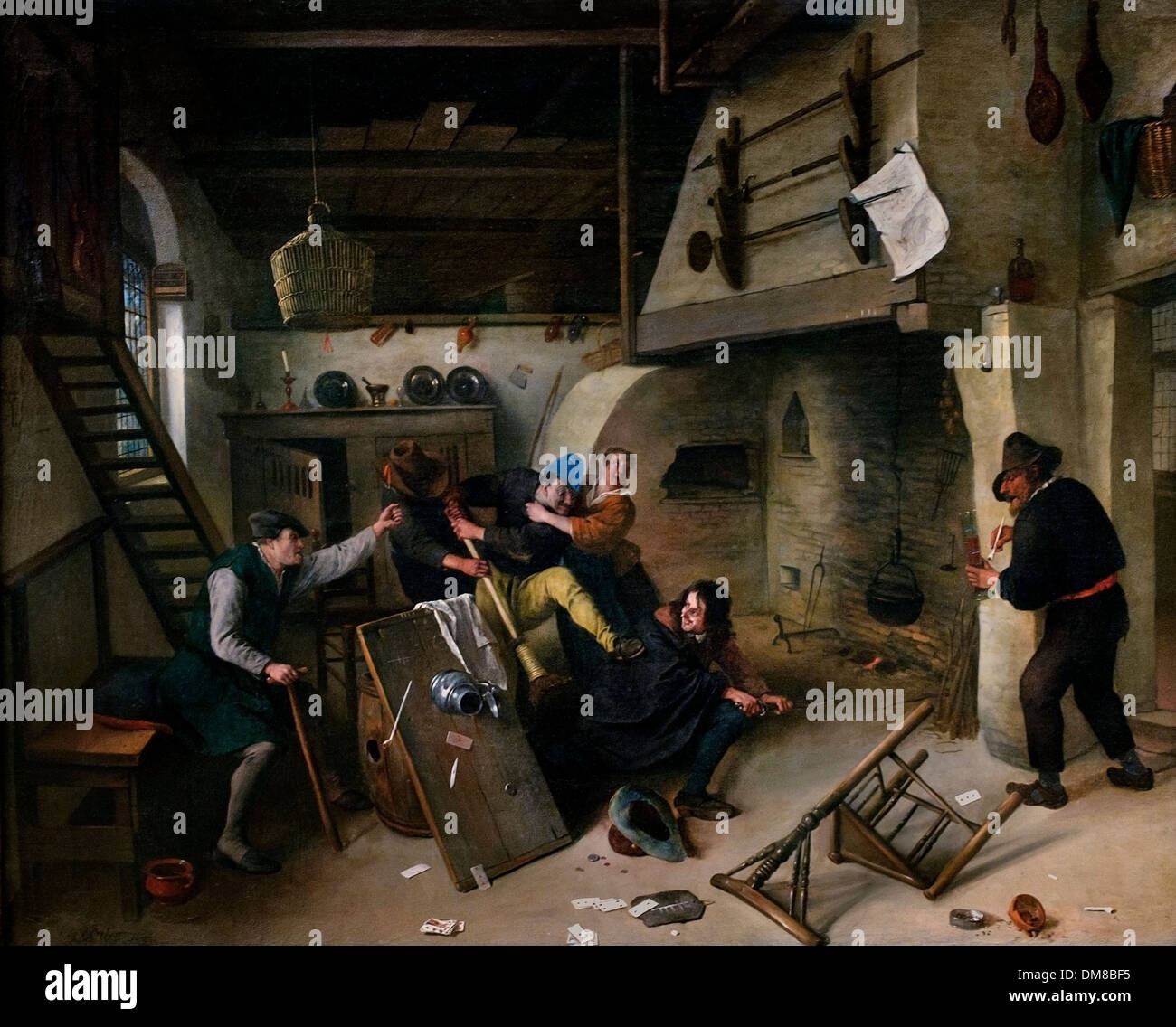 La lotta tra i lettori di carta in una taverna Jan Havicksz Steen 1626 - 1679 olandese Paesi Bassi Foto Stock