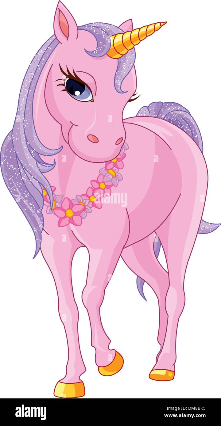 Bellissimo Unicorno rosa Illustrazione Vettoriale