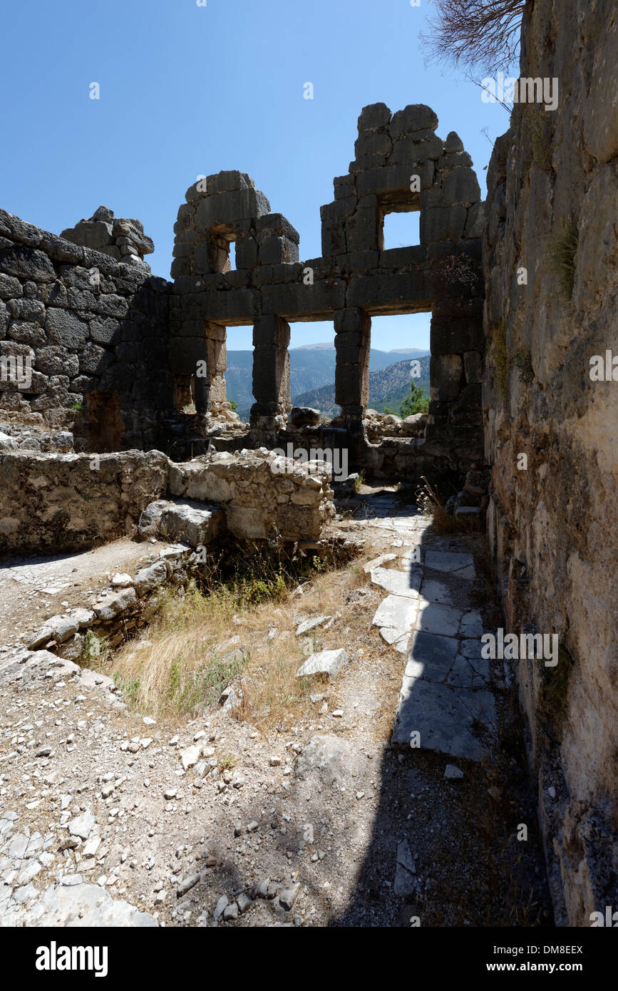 Il Grand bagni e palestra complesso alla antica città Lycian di Arykanda, nella Turchia meridionale. Foto Stock