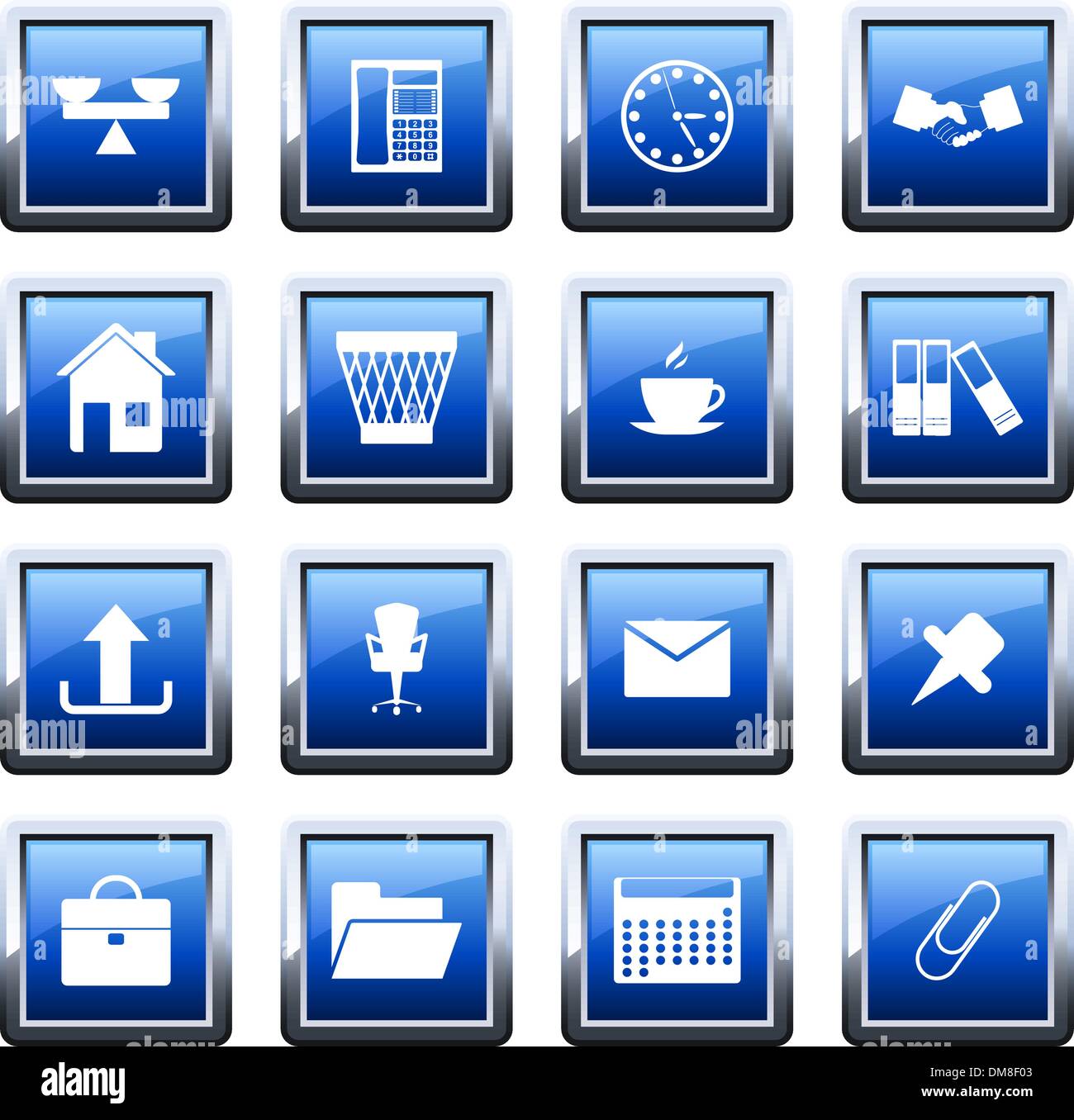 Business e Office icona impostare Illustrazione Vettoriale