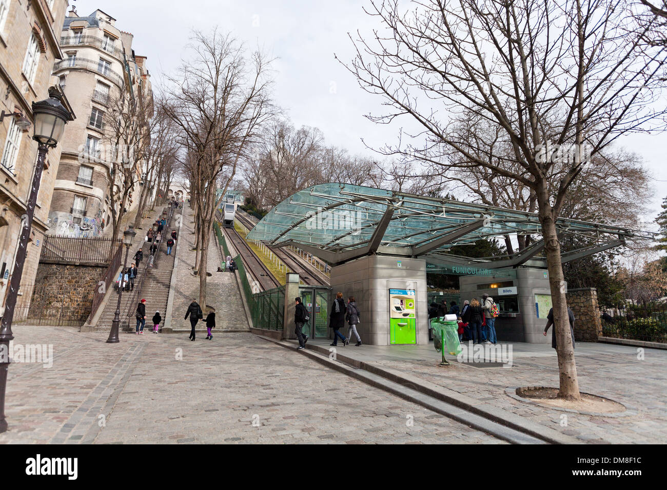 Stazione della funicolare di Montmartre stazione in Parigi Foto Stock