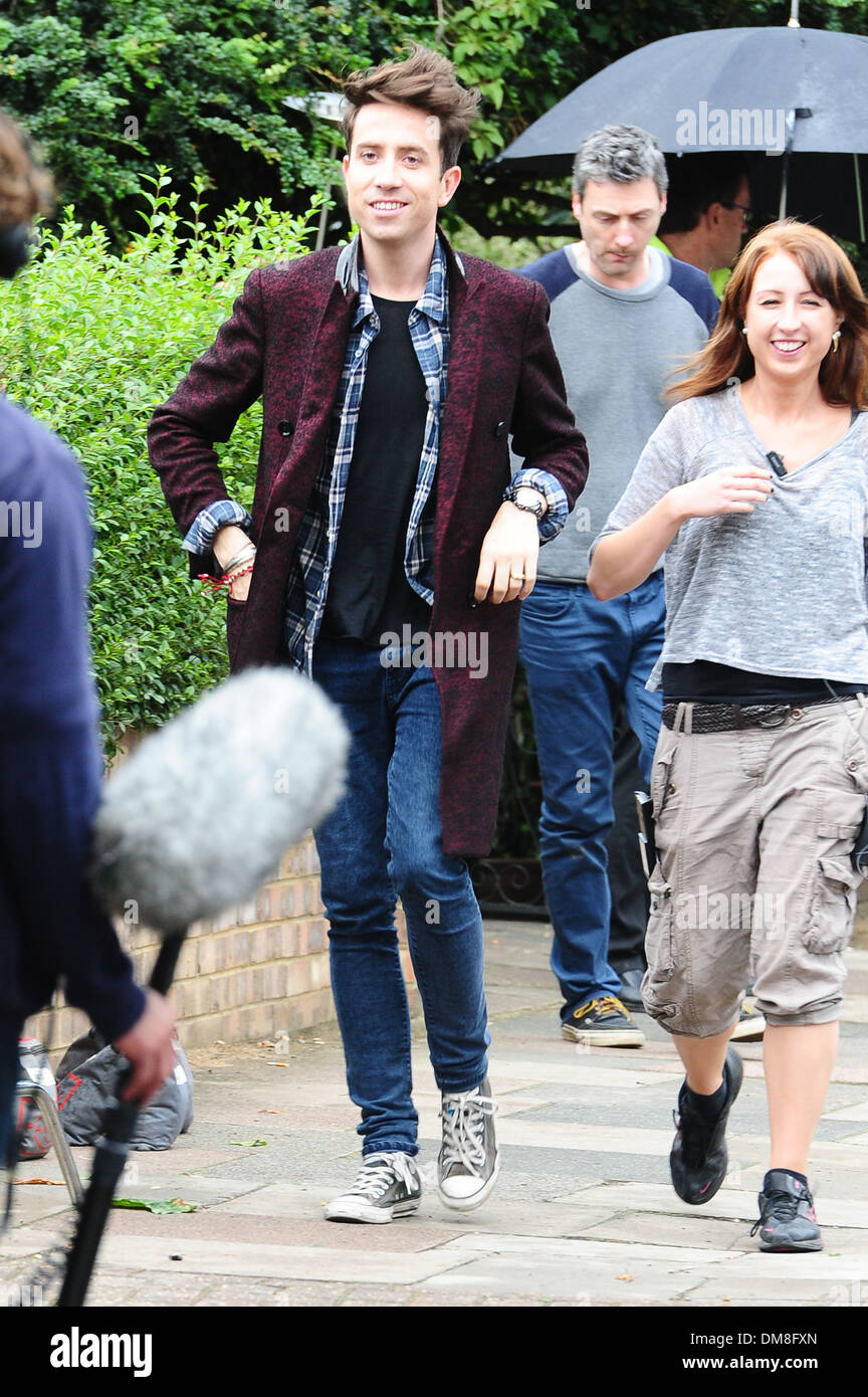 Nick Grimshaw sulla posizione imposta per BBC Radio una nuova Show Breakfast Londra Inghilterra - 30.08.12 Foto Stock