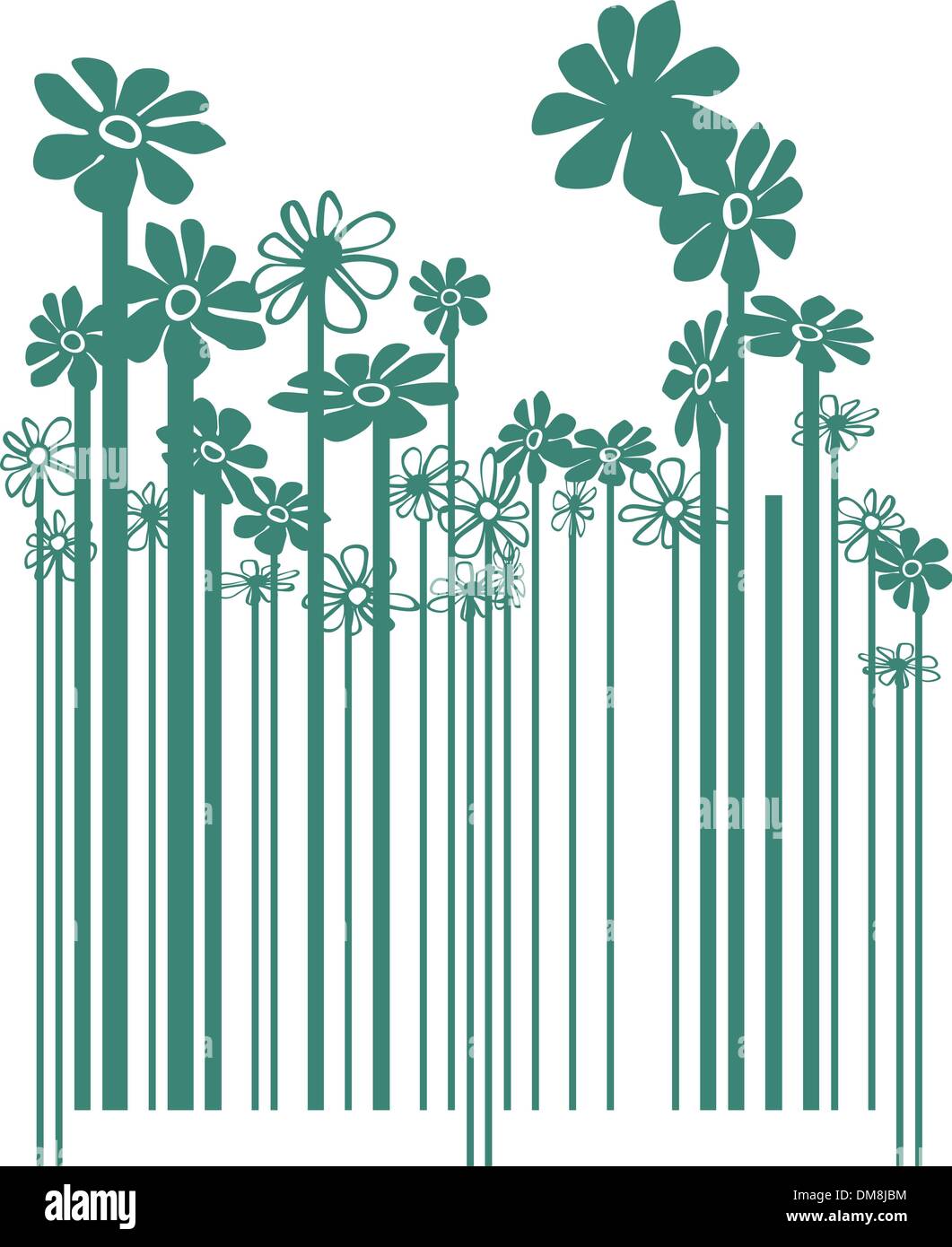 Verde floreale con codice a barre Illustrazione Vettoriale