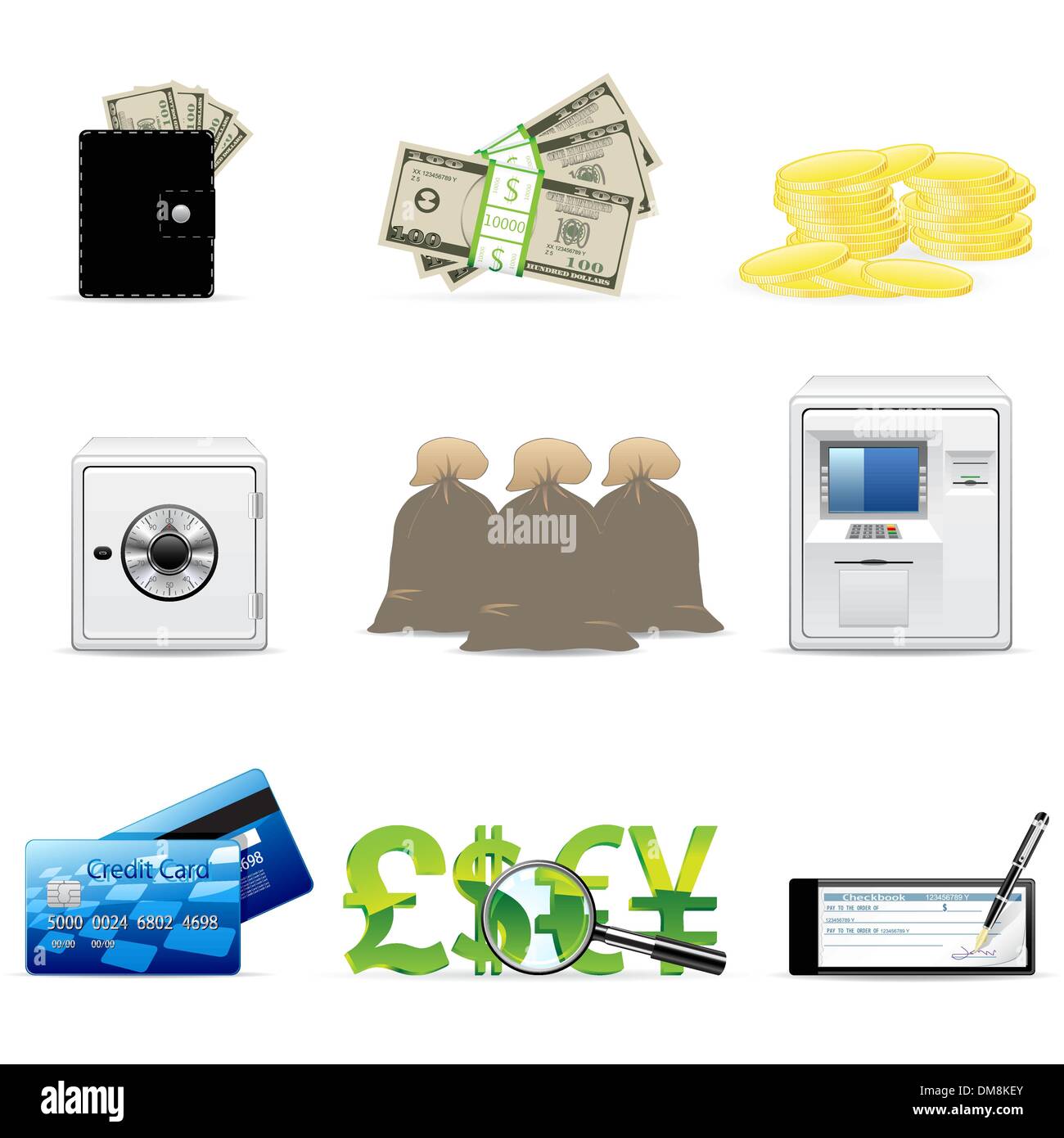 Banche e finanza icone Illustrazione Vettoriale