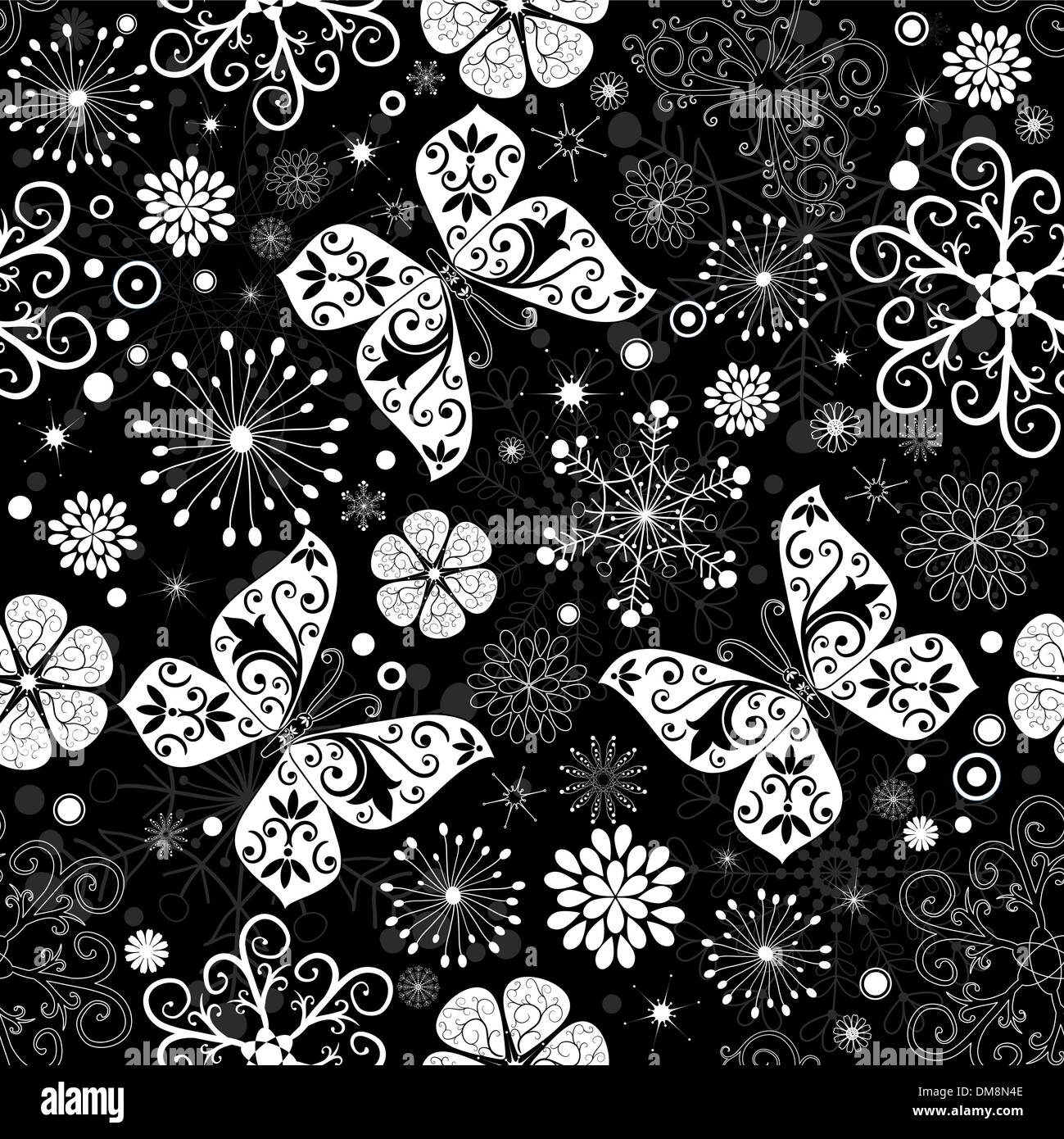 Seamless nero-bianco Natale motivo grafico Illustrazione Vettoriale