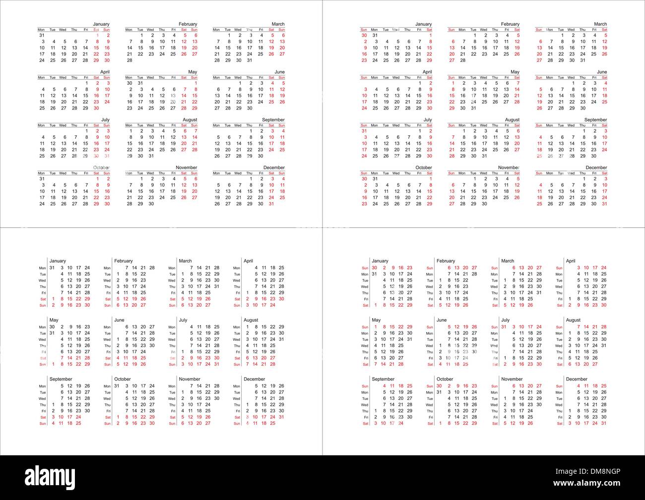 2011 semplice calendari (vector) Illustrazione Vettoriale