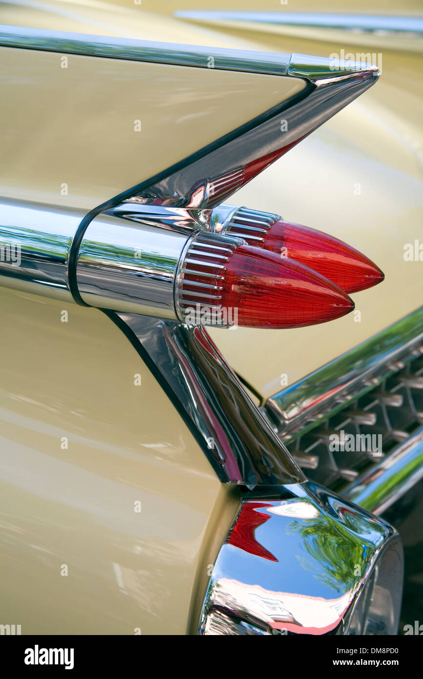 Pinna, '59 Cadillac, Antique Car Show, frittelle sul Plaza 4 Luglio Festa di Santa Fe, New Mexico USA Foto Stock