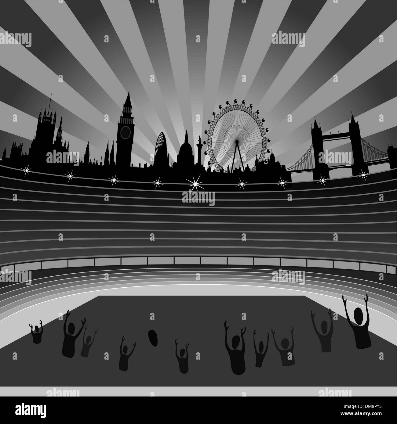Stadium e dello skyline di Londra - vettore Illustrazione Vettoriale