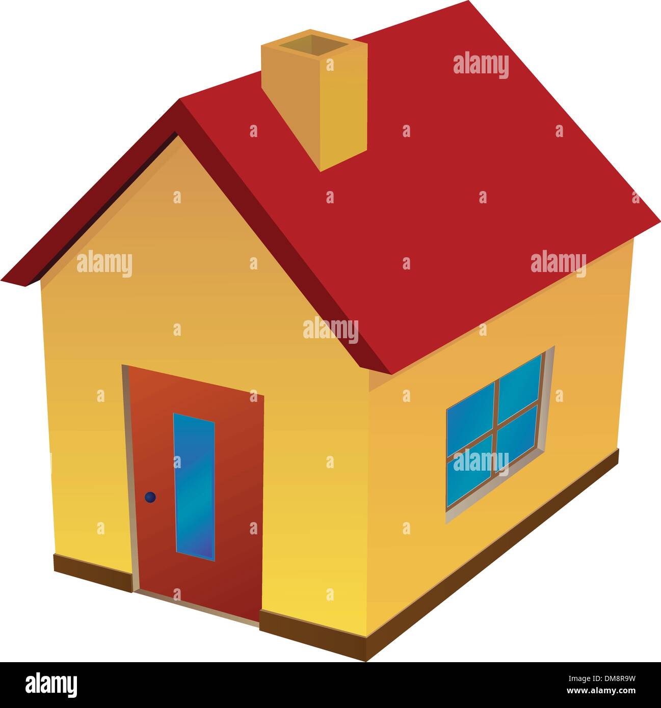 Casa gialla con un tetto rosso Illustrazione Vettoriale