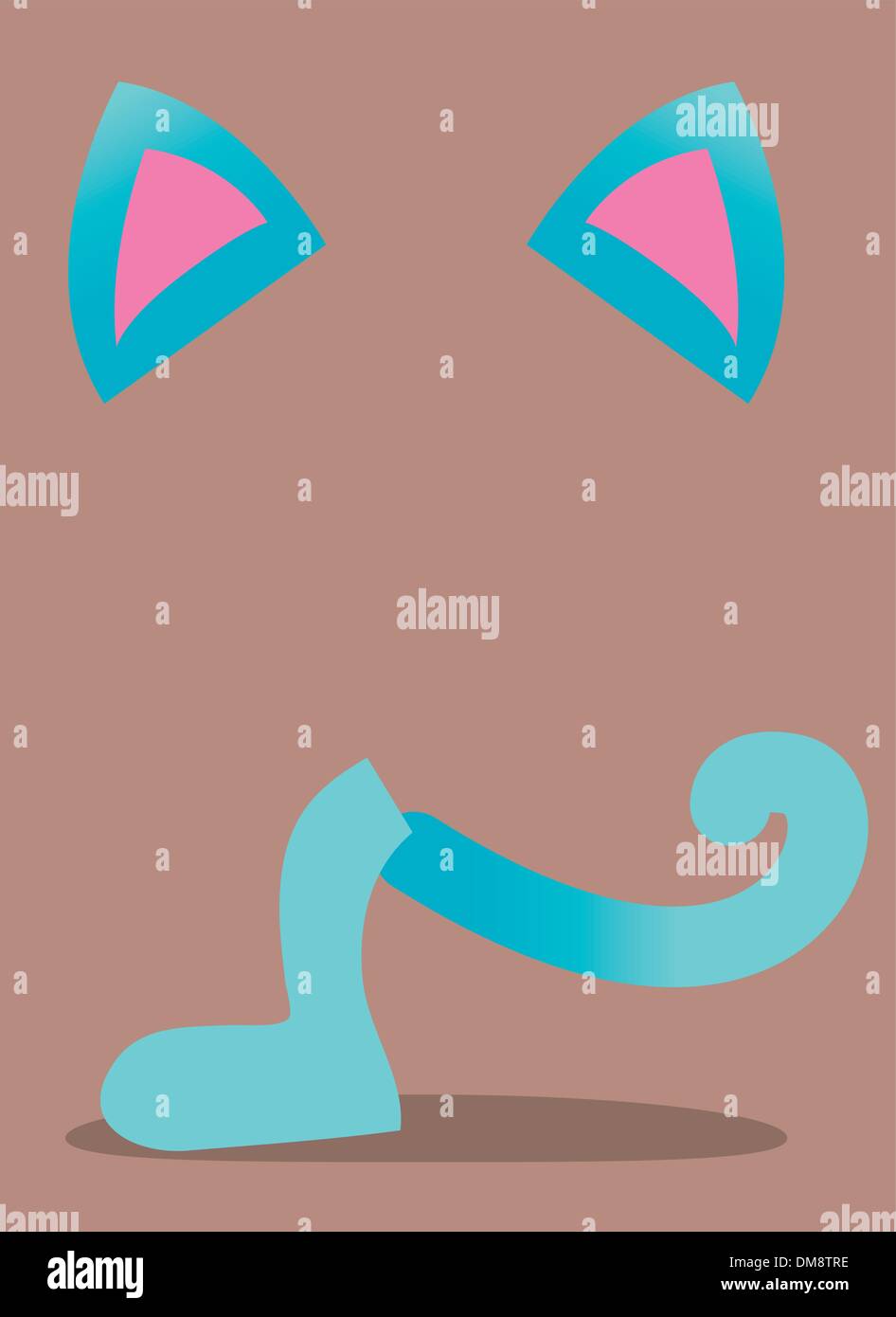 Carino blue kitty cat vettore illustrazione manga Illustrazione Vettoriale