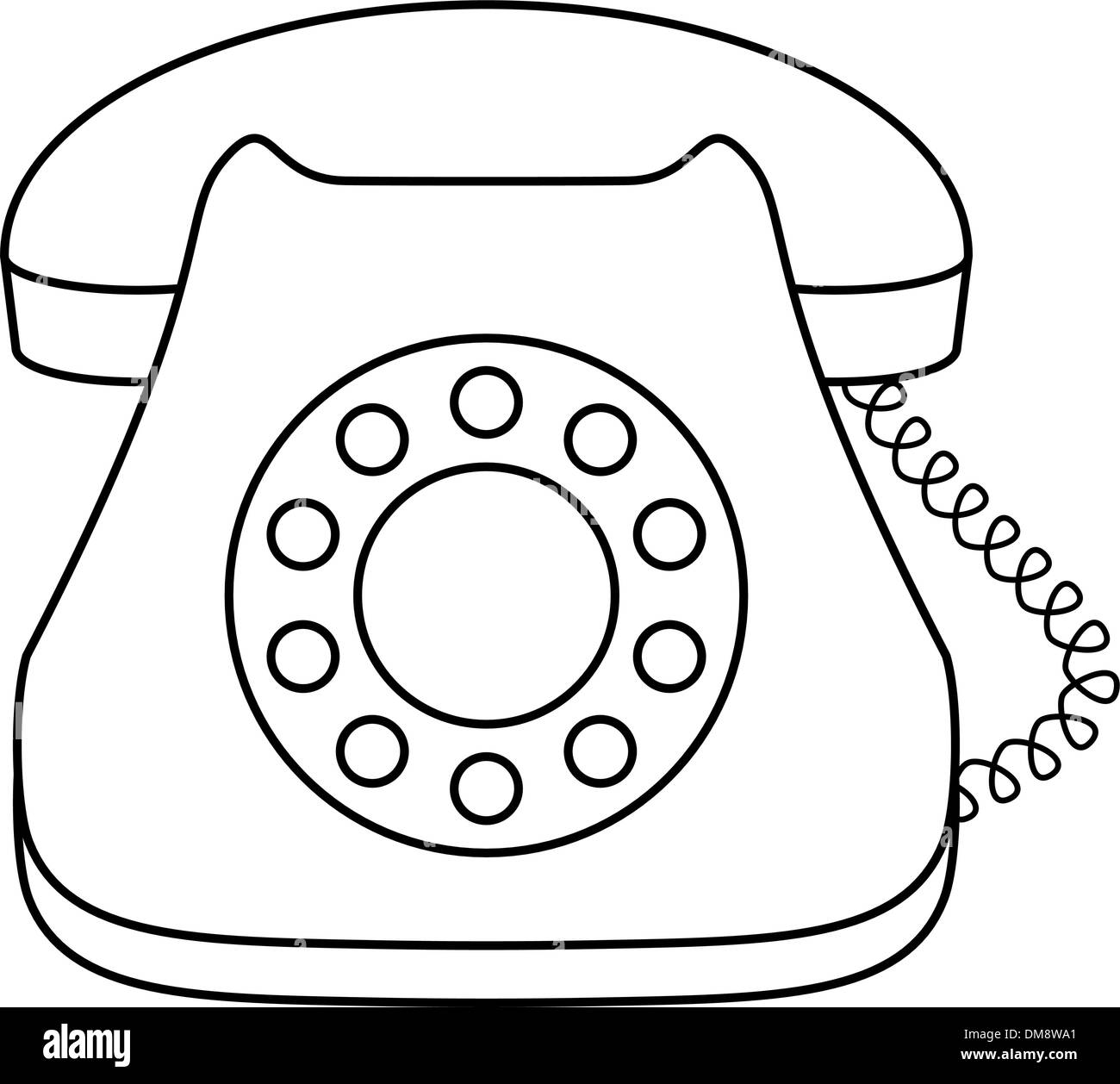 Comporre il numero di telefono desktop, contorno Illustrazione Vettoriale