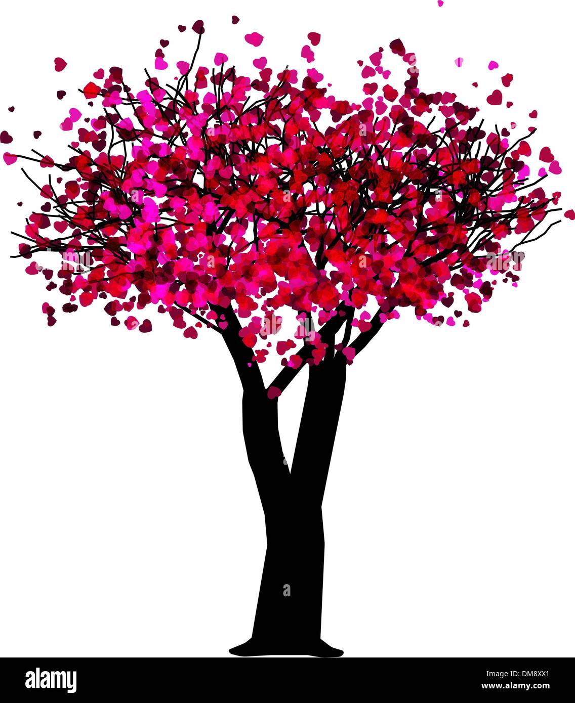 Passione tree, romantica scheda Modello. EPS 8 Illustrazione Vettoriale