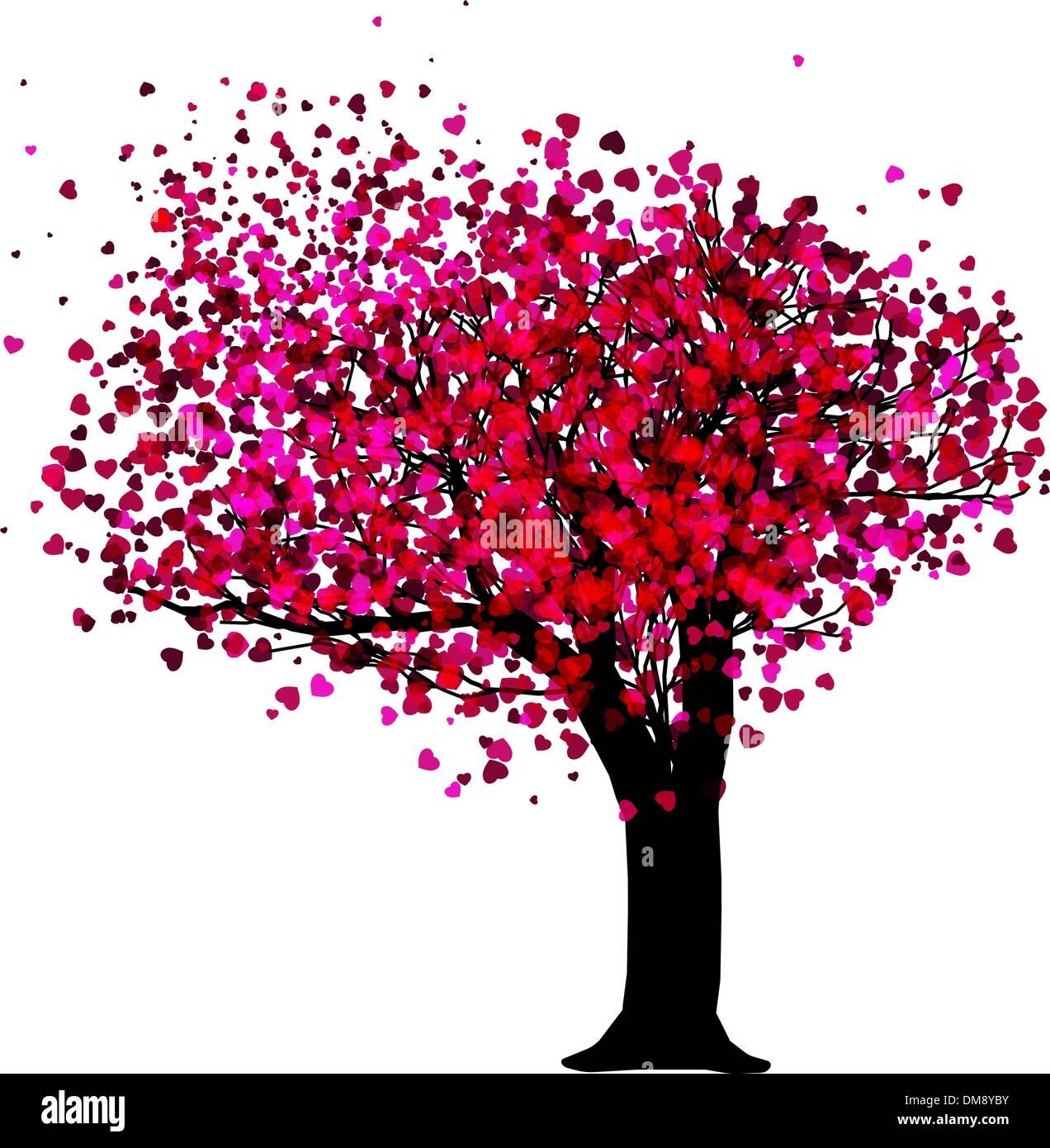 Passione tree, romantica scheda Modello. EPS 8 Illustrazione Vettoriale