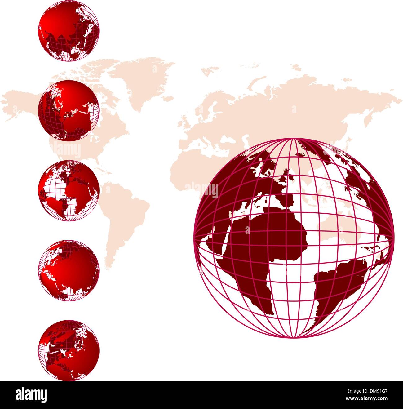 Mappa mondo 3D serie globe Illustrazione Vettoriale