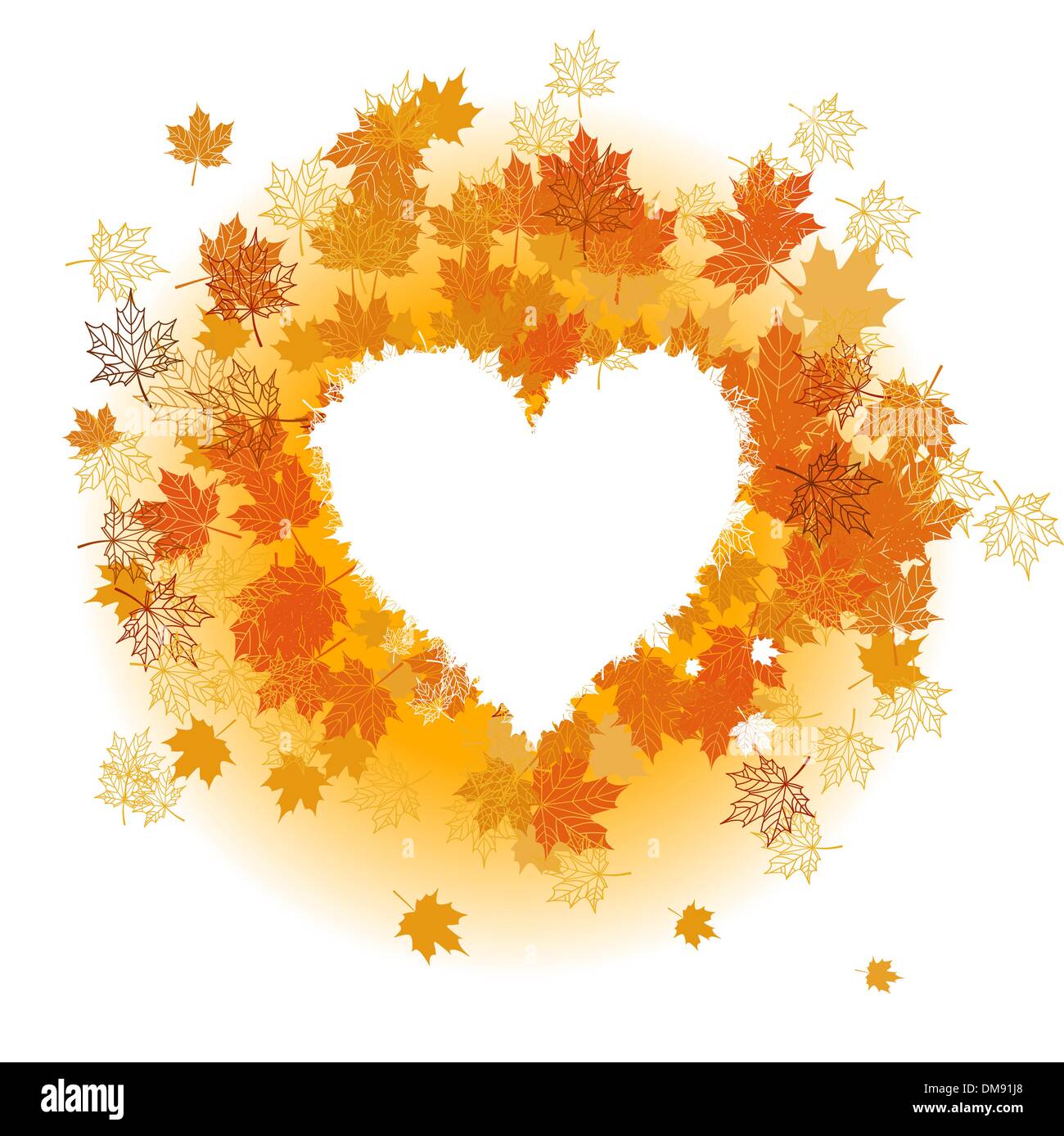Autumn Leaf: forma di cuore. Posto per il testo qui. Illustrazione Vettoriale