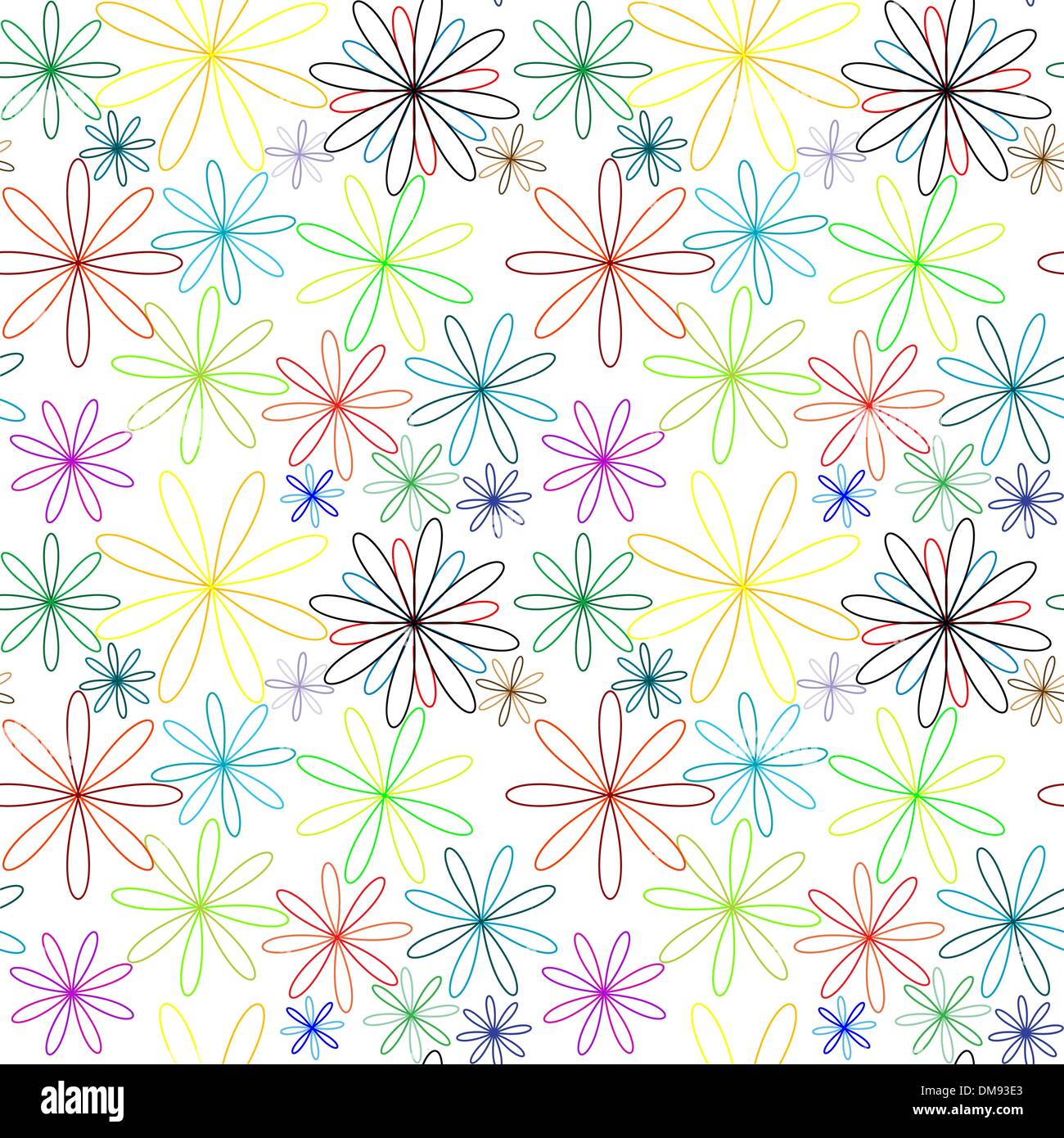 Fiori colorati modello astratto esteso Illustrazione Vettoriale