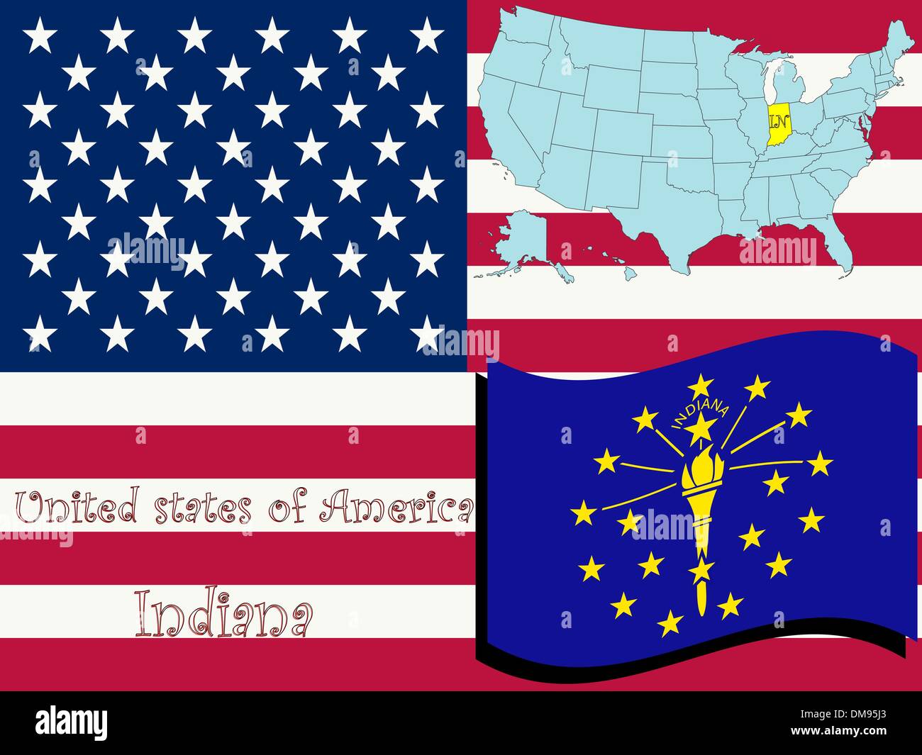 Lo stato dell'indiana illustrazione Illustrazione Vettoriale